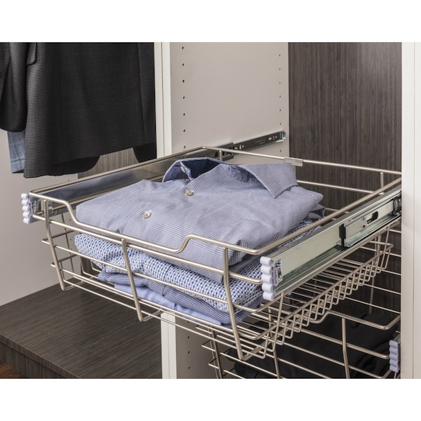 Chrome Closet Pullout Basket With Slides 14Dx17Wx17H